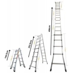 Échelle Articulée Et Télescopique Pliante En Aluminium 4x5 Marches 4,96m