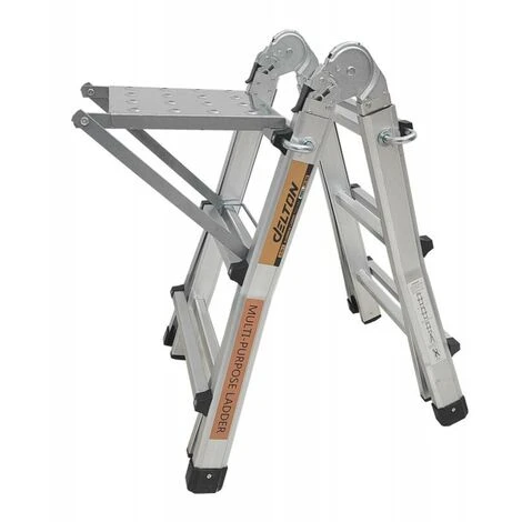 Échelle Articulée Pliante Et Télescopique En Aluminium 4x3 Marches 2,81m + 1 Tablette – Image 2