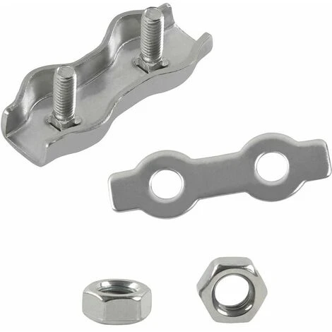 M2 Duplex Clips 304 Attaches De Câble En Acier Inoxydable Duplex Wire Rope Clips Pour Corde à Linge Cordes à Linge Soleil Voiles Suspendus Patio Fixe 8pcs Convient Pour Câble Métallique De 2 Mm – Image 3