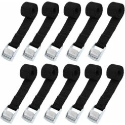 HIASDFLS 10Pcs 239Cm Sangle D'Arrimage Kit De Fixation Pour Moto/ Voiture/ Porte Vélo Sangle De Serrage Charge Maximale 500 Kg - Noir