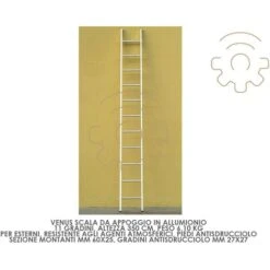 A Chelle Autoportante En Aluminium Venus 11 Marches 350 Cm 6,1 Kg Avec Pieds AntidA Rapants