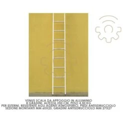 A Chelle Autoportante En Aluminium Venus 8 Marches 250 Cm 4,50 Kg Avec Pieds AntidA Rapants