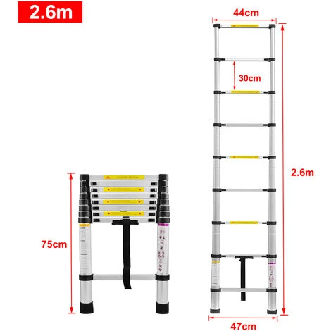 AUFUN Échelle Télescopique Télescopique En Aluminium 2,6 M – Image 2