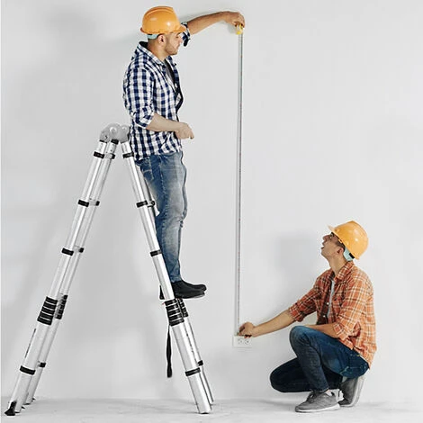 AUFUN Pliable échelle Télescopique En Aluminium De 3,8m (1,9+1,9M) – Image 5