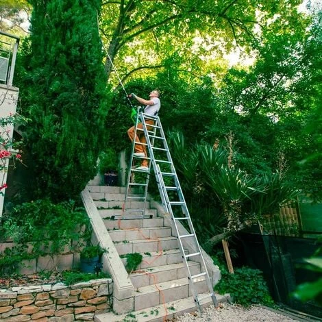 Echelle Transformable 3 Plans StablePro 3x8 Marches Aluminium Extensible Coulissante, 6 Positions, Hauteur Travail Max 5,05m, Garantie 5 Ans, Hostrom â Image 5