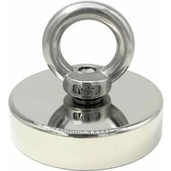 Aimant Néodyme Super Puissant 120 Kg - Aimants Puissants - Idéal Pour La Pêche à L'aimant - Ø 60 Mm Avec Oeillet Néodyme