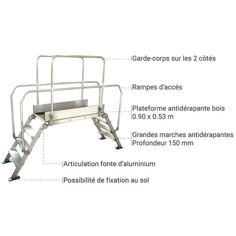 Saut De Loup - Plateforme De 90x53cm - Hauteur De Travail Max 2.68m - DIVA2/90 â Image 5