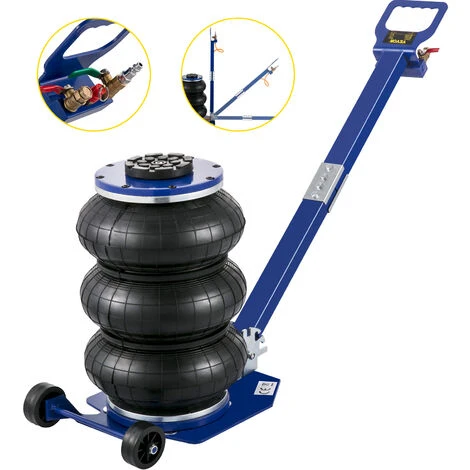 VEVOR Cric Pneumatique Bleu 3 Tonnes, Cric De Levage Pneumatique Coussins Triples, Cric Pneumatique Gonflable Rouleur, Cric Gonflable Hauteur De Levage 15-40 Cm, Poignee Portable Reparation Atelier