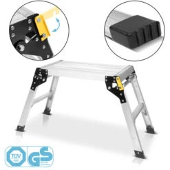 STAHLWERK Mini Plate-forme De Travail MAP-150 ST Avec Une Capacité De Charge De 150 Kg Et Une Hauteur De 48 Cm, Plate-forme De Travail En Aluminium / Marche De Montage / Marchepied Pliant / Escabeau A