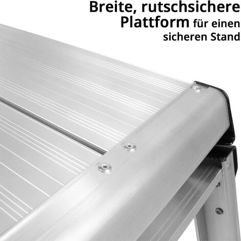 STAHLWERK Mini Plate-forme De Travail MAP-150 ST Avec Une CapacitĂ© De Charge De 150 Kg Et Une Hauteur De 48 Cm, Plate-forme De Travail En Aluminium / Marche De Montage / Marchepied Pliant / Escabeau A â Image 2