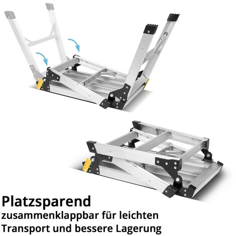 STAHLWERK Mini Plate-forme De Travail MAP-150 ST Avec Une CapacitĂ© De Charge De 150 Kg Et Une Hauteur De 48 Cm, Plate-forme De Travail En Aluminium / Marche De Montage / Marchepied Pliant / Escabeau A â Image 4
