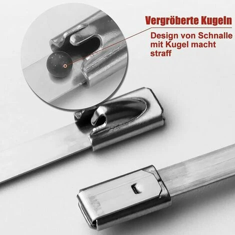 100 Pièces Attaches De Câble Robustes. Collier De Serrage Inox En Acier Inoxydable Serre-câbles Autobloquante 4.6x300mm – Image 4