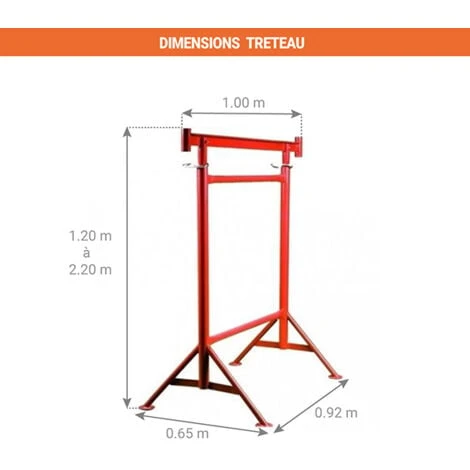 Tréteau De Maçon Ø 42 Mm Avec Pieds Fixes Et Tête Articulée - 40342222 – Image 2