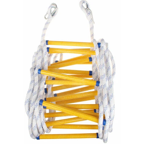 Echelle De Corde De Sauvetage D'évacuation De Feu 15M Echelle De Sécurité Incendie Résistant Avec Mousquetons