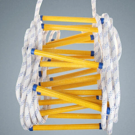 Echelle De Corde De Sauvetage D'évacuation De Feu 15M Echelle De Sécurité Incendie Résistant Avec Mousquetons – Image 2