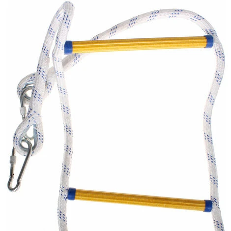 Echelle De Corde De Sauvetage D'évacuation De Feu 15M Echelle De Sécurité Incendie Résistant Avec Mousquetons – Image 3