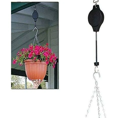 Lot De 3 Poulies De Plantes Robustes Et Rétractables Pour Crochets De Panier De Fleurs Suspendus – Image 2