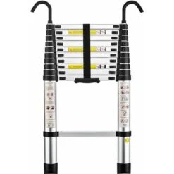 STANEW Aluminium Échelle Pliante Télescopique Pliable Avec Mains Courantes Amovibles, Extensible Échelle Droite Simple Multifonctionnelle, Charge Max. 150 Kg (hauteur - 3,2 M)