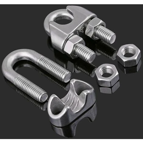 5 Pièces M6 Pince À Câble En Acier Pinces En Forme De U Boulon En U Pince À Corde En Forme De U Pour Câble Corde À Linge En Acier Serre-Câble En Acier Pinces En Acier – Image 5