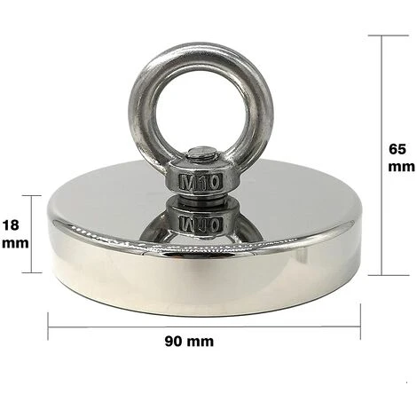 Aimant En Néodyme Ultra Puissant 320 Kg Idéal Pour La Pêche Magnétique Ø 90 Mm Avec œillet En Néodyme – Image 3