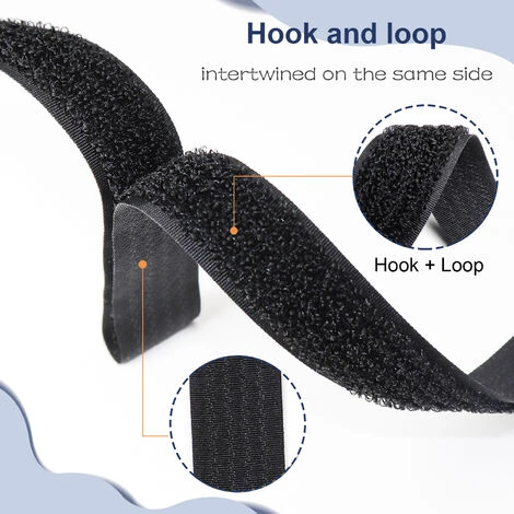 Sangles De Câble Réglables De 10m Avec 50 Boucles, Attaches De Câble Réutilisables Noires, Sangle De Fixation à Crochet Et Boucle Pour La Gestion Des Câbles (10m X 2cm, Noir) – Image 2