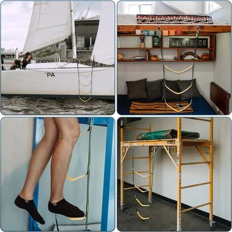 4 Marches Échelle Corde Bateau Échelle De Corde Marine Échelle Kayak Bateau à Moteur Canoë – Image 4