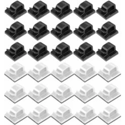 100pcs Clips Câbles Adhésifs Gestion De Câble Support Organiseur De Fils Électriques Plastique Organisateurs De Cordon De Câble Clip Pour Fixer Des Câbles （50 Noir + 50 Blanc）