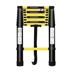 Échelle Télescopique En Aluminium Pliable 2.6M Multi-Fonction Polyvalent Échelle 9 Echelons 74CM Charge 150KG - Noir + Jaune NAIZY