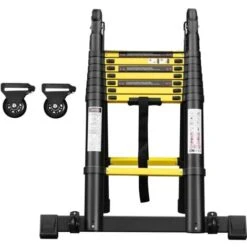 Echelle Télescopique Pliable En Aluminium 5m Echelle Multifonctionnelle Echelle Simple Echelle Extensible - Noir + Jaune NAIZY