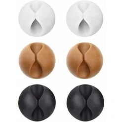 Lot De 6 Clips Câble Durable, Range-câbles Et Serre-câbles, Self-adhésif, Organiseur Et Rangement De Bureau 2.91.5CM ,
